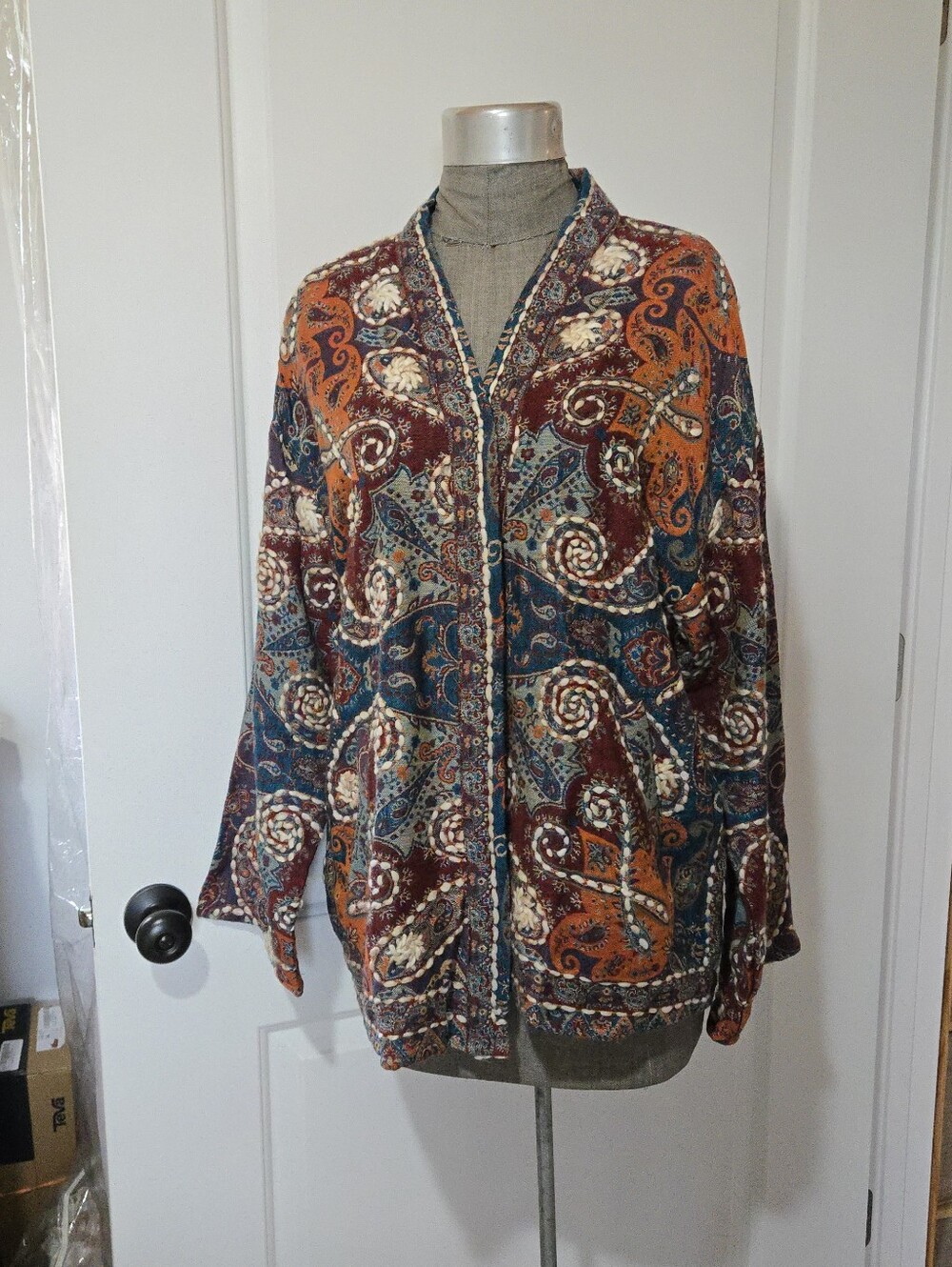 WINDHORSE Boho Colorful Embroidered Cardigan Sweater, SIZE S/M